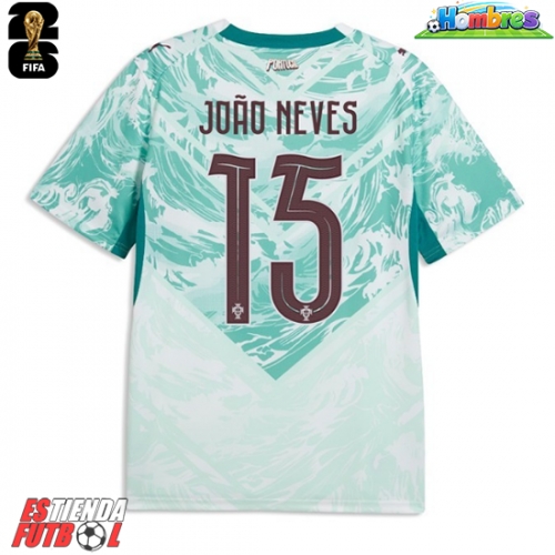 Portugal Joao Neves #15 Segunda Equipación Mundial 2026 Manga Corta
